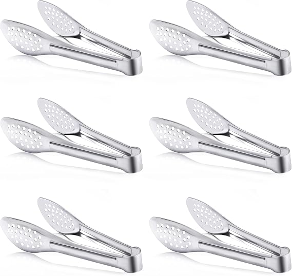 6 Pack Buffet Tongs,Stainless Steel Serving Tongs Serving Utensils 7Inch