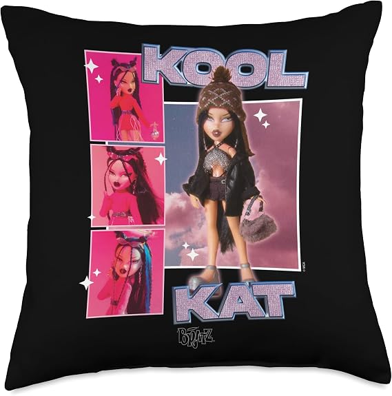 Bratz - Jade Kool Cat Doll Collage Throw Pillow