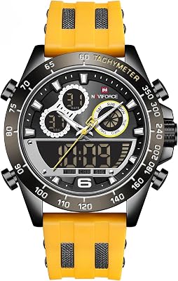 NAVIFORCE Mens Analog Digital Sport Watches Waterproof Multifunction Chronograph Silicone Strap Watch