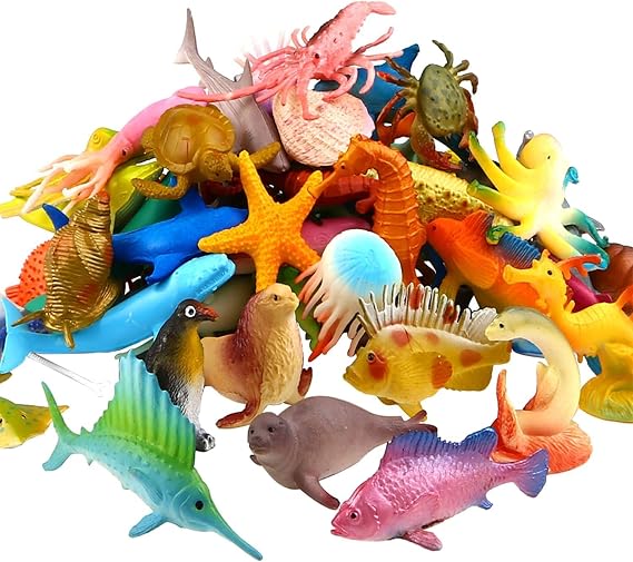 52 Pack Ocean Animal Toys for Kids, Assorted Mini Sea Creature Figures