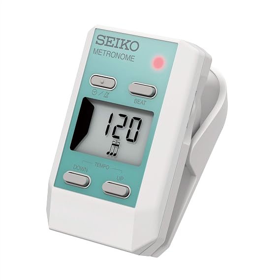 SEIKO Seiko Digital Metronome, Clip Type, Mint Green DM51G with Rotating Volume for Volume Adjustment and Muting Capability