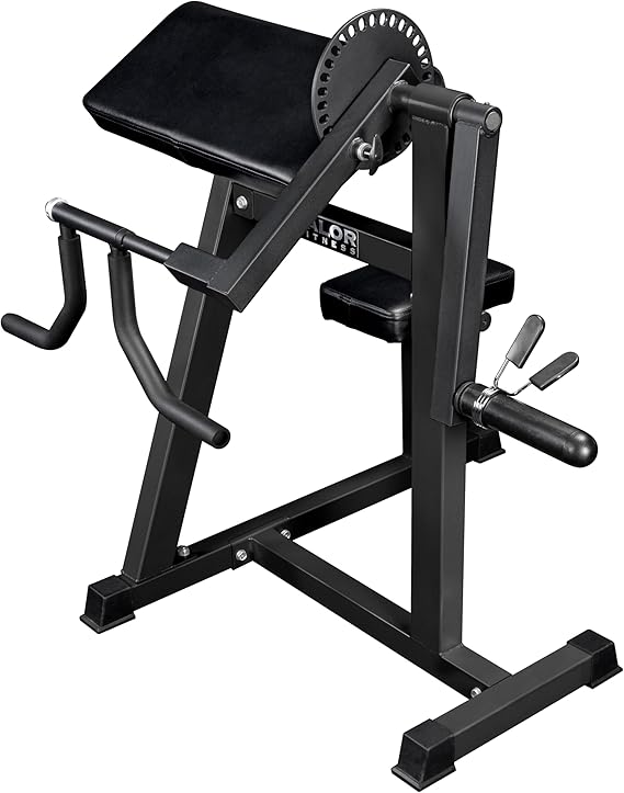 Valor Fitness Adjustable Preacher Curl Bench Plate Loaded Arm Curl Station for Biceps and Triceps Workouts Home Gym Strength Training Equipment with 150 lb Capacity