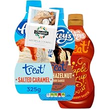 Dessert Sauce Variety Bundle for Askeys Maple Syrup Flavour, Salted Caramel, Chocolate Hazelnut, 3 Pack + Brightdale Kitchen Booklet