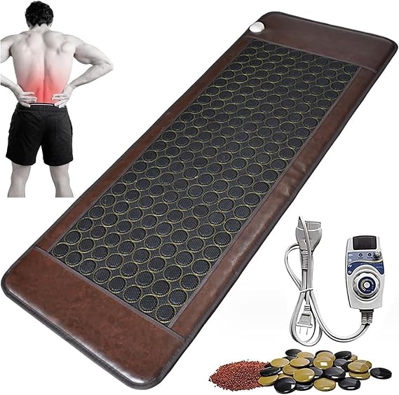 NGARY Jade Tourmaline Heating Pad, Jade Mattress Hot Stone Physical Heating Mat with Smart Controllor, 20-70℃ Temperature Adjustable & Promoting Overall Vitality, for Sciatica, Arthritis