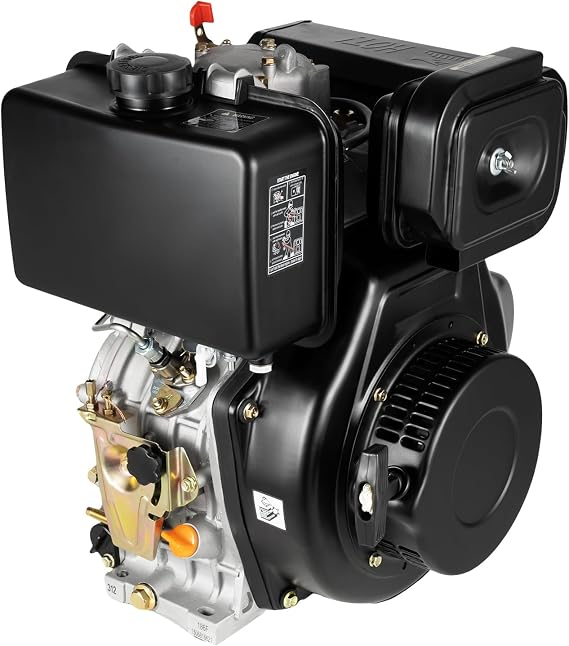 PERFERATE 10HP 4 Stroke Diesel Engine 186FA Diesel Motor Vertical Engine Diesel Tiller Motor Hand-Pull Start Engines with Pressure Reducing Valve for Agricultural, Air-Cooled