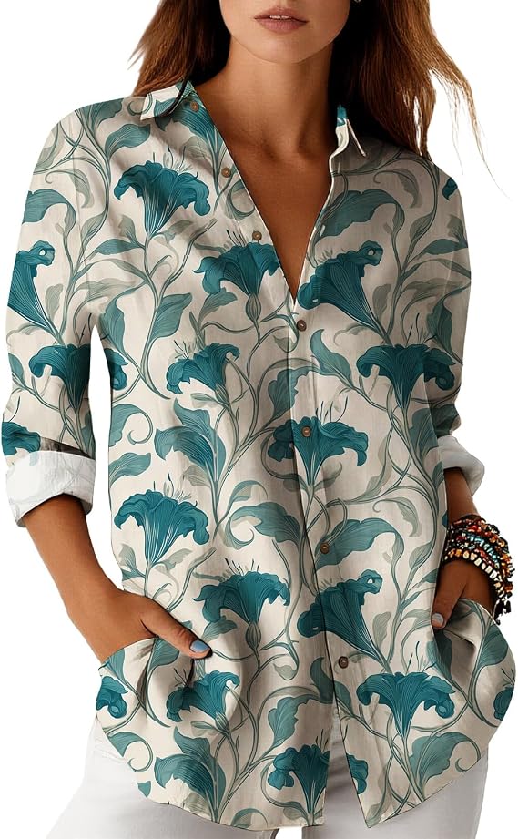 Blouses for Women Dressy Casual Designer Style Long Sleeve Womens Tops Trendy Button Down Womens Shirts