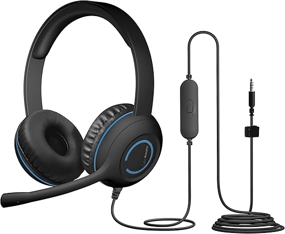 Cyber Acoustics 3.5mm Stereo Headset (AC-5002) with Noise-Canceling Microphone for PCs, Tablets, and Cell Phones in The Classroom or Home