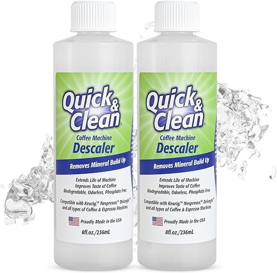 Quick & Clean 2-Pack Descaler (8 Total Uses) - Made in the USA - Descaling Solution for Keurig, Nespresso, Ninja, Delonghi, Coffee and Espresso Machines