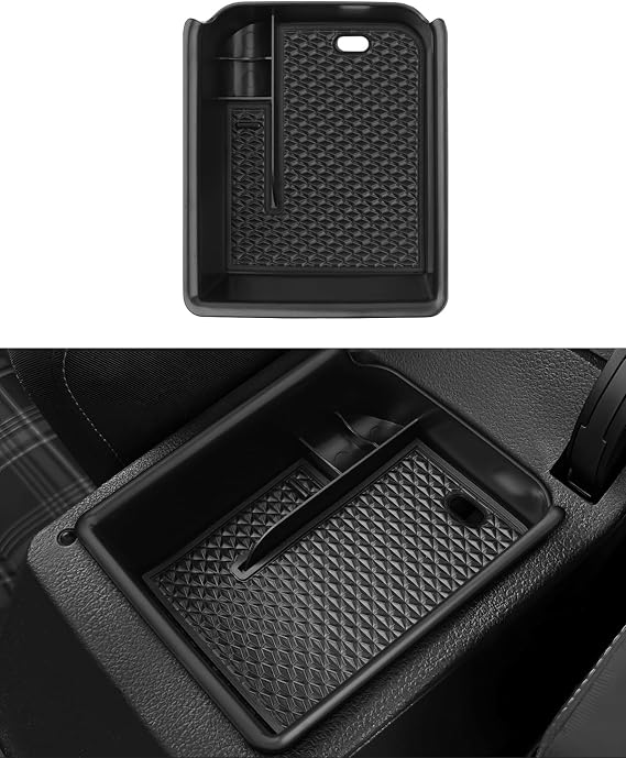 Karltys Center Console Organizer Tray for VW Volkswagen Golf GTI R MK8 2022-2025 2026 Accessories Car Middle Console Organizer Insert Tray Armrest Storage Box with Non-Slip Black Silicone Mat