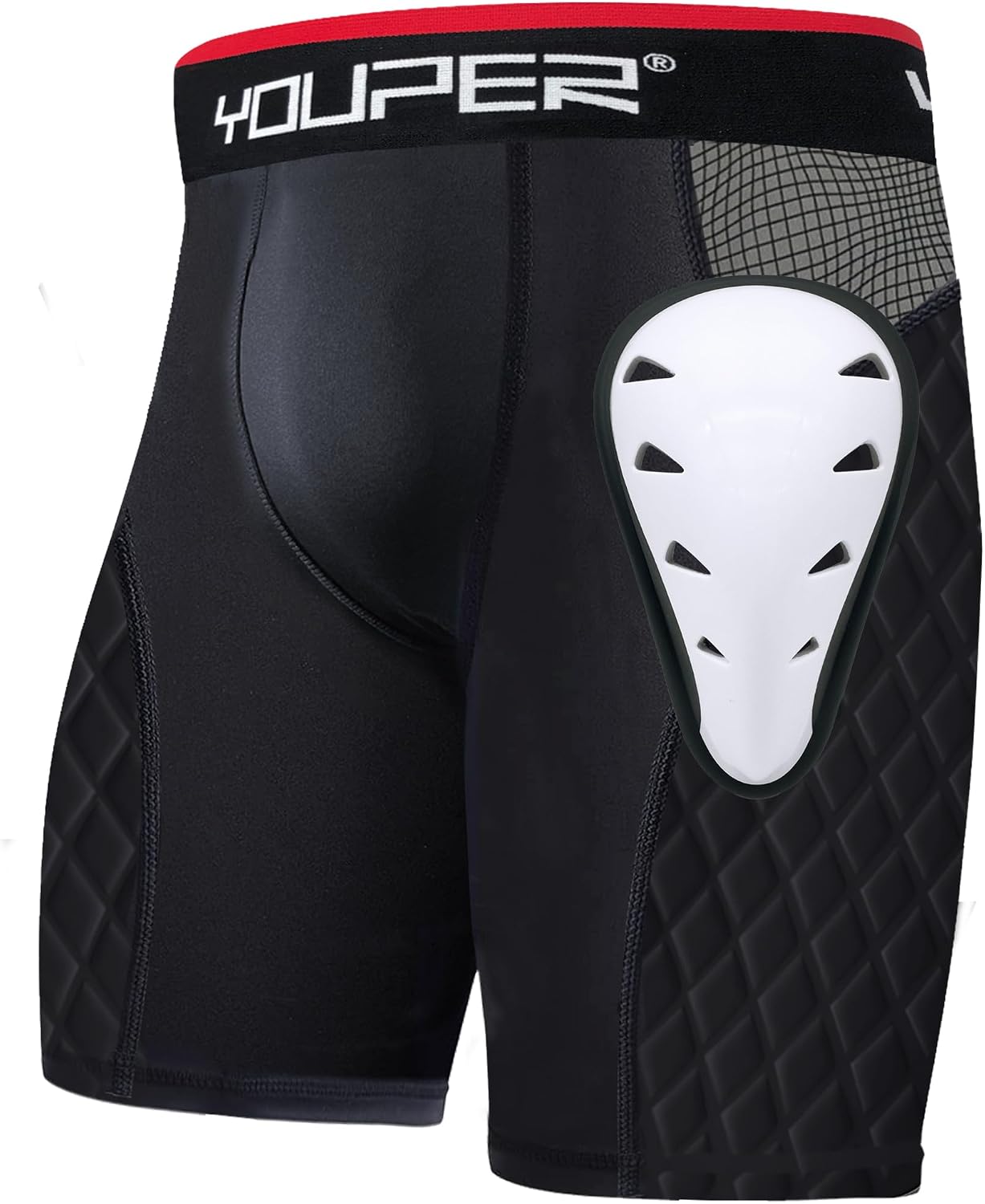Youper Adult Elite Compression Padded Sliding Shorts w/Protective Athletic Cup for Baseball, Football