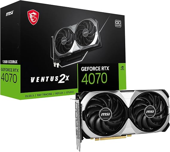 MSI Gaming GeForce RTX 4070 12GB GDRR6X Extreme Clock: 2520 MHz 192-Bit HDMI/DP Nvlink TORX Fan 4.0 Ada Lovelace Architecture Graphics Card (RTX 4070 Ventus 2X 12G OC)