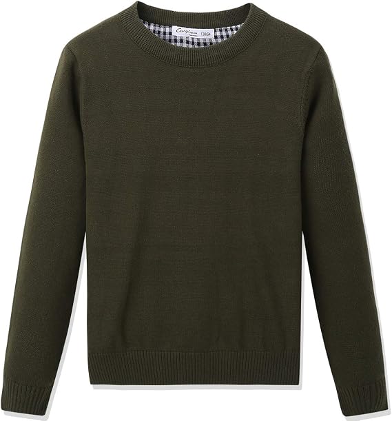 CUNYI Boys' Long Sleeve Crew Neck Cotton Pullover Knit Sweater