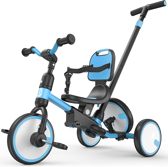 besrey 5-in-1 Toddler Tricycle for 1-3 Years, Grow with Me Kids Bike | 5 Modes, Safety Seat with Backrest & Harness, Adjustable Parent Steering with Push Handle, Indoor & Outdoor Riding
