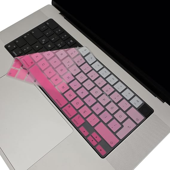 McStorey MacBook Türkçe Q Klavye Koruyucu Pembe M1-M5 | Air 13.6 A2681 A3113 A3240 A3449 | Pro 14 A2442 A3426 A3434 | Pro 16 A2485 A3429 | Ultra İnce Silikon Keyboard Cover Touch ID Pembe