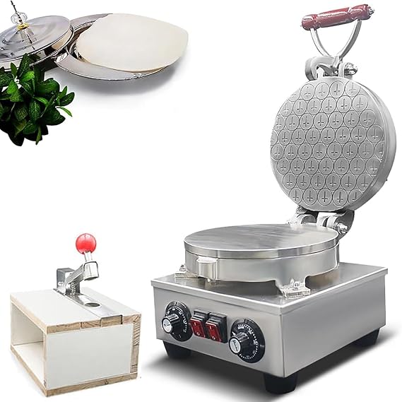 Communion Bread Maker, Stainless Steel Electric Bake Bread Machine, Removable, Independent Temperature 50-300C, with Cutter & Symbol Design, Adjustable Upper/lower Cover, for Ceremony