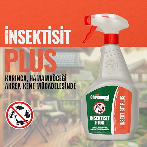 Chrysamed İnsektisit Plus Böcek İlacı, Su Bazlı, Kokusuz, Karınca, Hamamböceği, Akrep, Kene için, 1 Litre