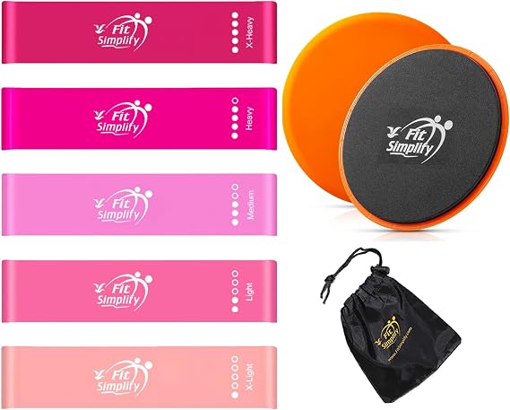 Fit Simplify Resistance Loop Exercise Bands and Fabric Resistance Hip Bands