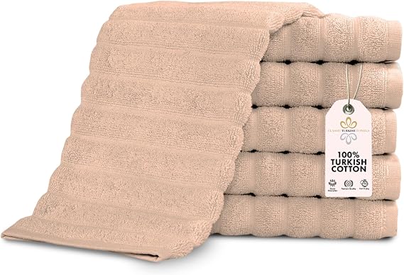 ClassicTurkishTowels ラグジュアリーバスタオルセット – 上質コットンのホテル＆スパクオリティバスタオル - 100％トルコ綿 ジャカードリブスタイル - トルコ製 13X13 B017BR8XLM