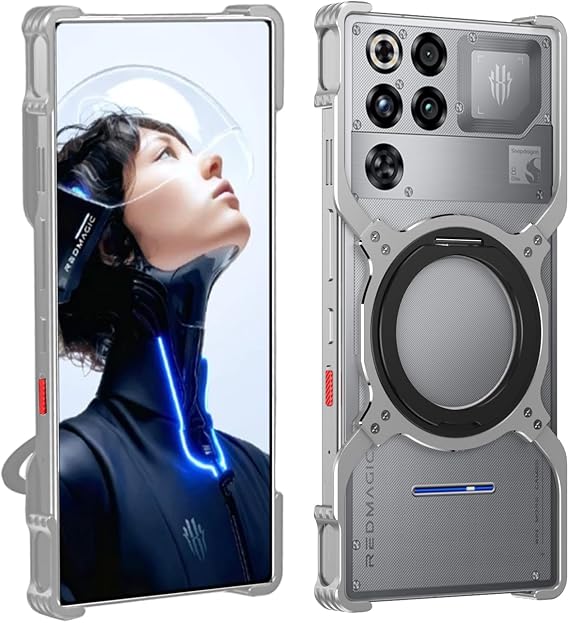 For Redmagic 11 Pro/11 Pro+ Case, 2025 360 Degree Rotating Stand, Rimless, Heat Dissipation Case, Hybrid Construction, Shock Resistant, Compatible with REDMAGIC 11 Pro/11 Pro+ Silver