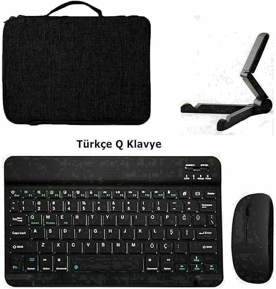 Microcase Samsung Galaxy Tab S10 Lite Tablet için Türkçe Bluetooth Klavye+Mouse+Tablet Standı-Siyah AL8126
