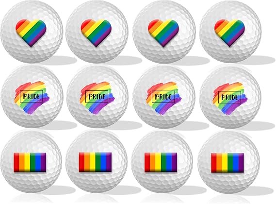 GBM Pride Golf Balls Rainbow Design Collectible and Playable Golf Balls for Tournaments, League Play, Events and Unique Gifts, 12-Pack