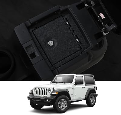 JIKE Center Console Gun Safe - Console Gun Vault Compatible with Jeep Wrangler JK 2011-2017, High Security Armrest Lock Box with triple lock