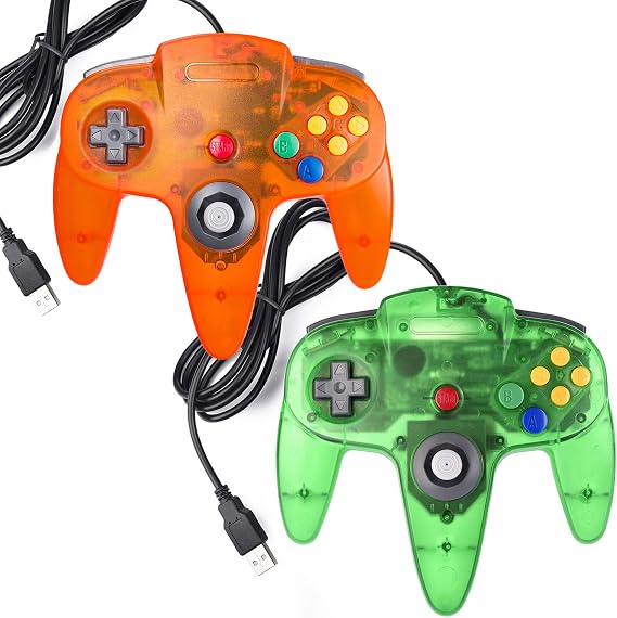 miadore 2 Pack USB N64 Controller, Classic N64 Controller Wired 64 Gamepad Controller Joystick for PC MAC Raspberry pi 4