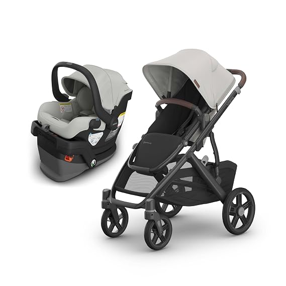 UPPAbaby Vista V3 Stroller + Mesa V3 Car Seat Travel System Combo Toddler Seat, Bumper Bar, Bug and Rain Shields, Car Seat Base, and Infant Insert Included Savannah (Pearl Gray Melange)