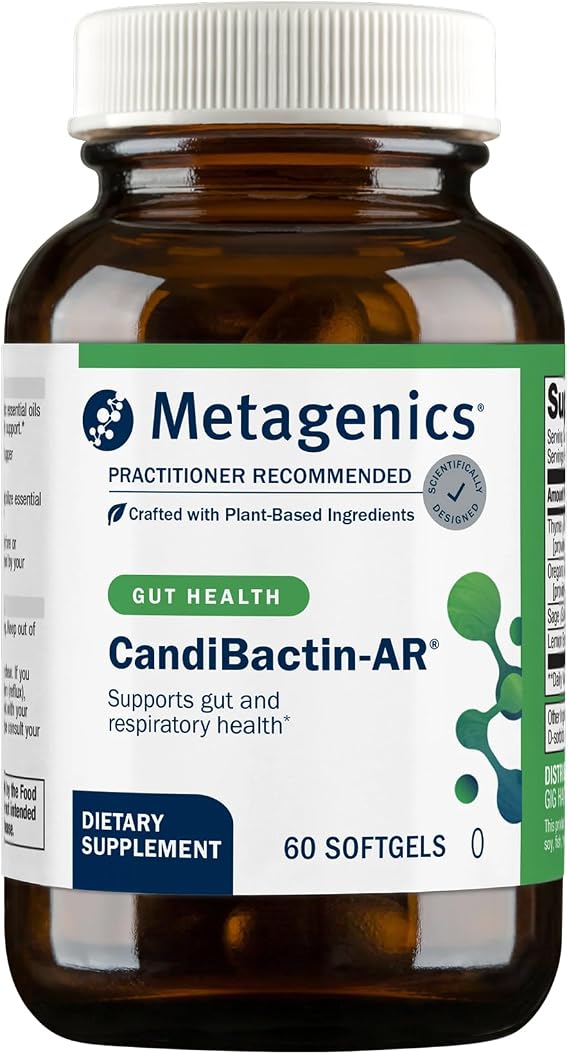 Metagenics CandiBactin-AR Essential Oils, Oregano & Thyme, 60 Softgels | Concentrated Aromatic Essential Oils, with Thyme Oil and Oregano Oil, Gut Health Supplements, Intestinal Microbial Balance