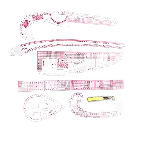 7-Pieces Sewing Rulers Set for Accurate Pattern Making and Fashion Design - Including French Curve and Straight Rulers for Cutting and Measuring