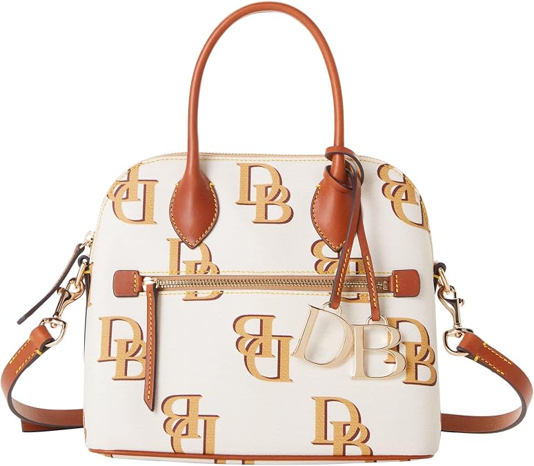 Dooney & Bourke Handbag, Monogram Domed Satchel, Beige, One Size