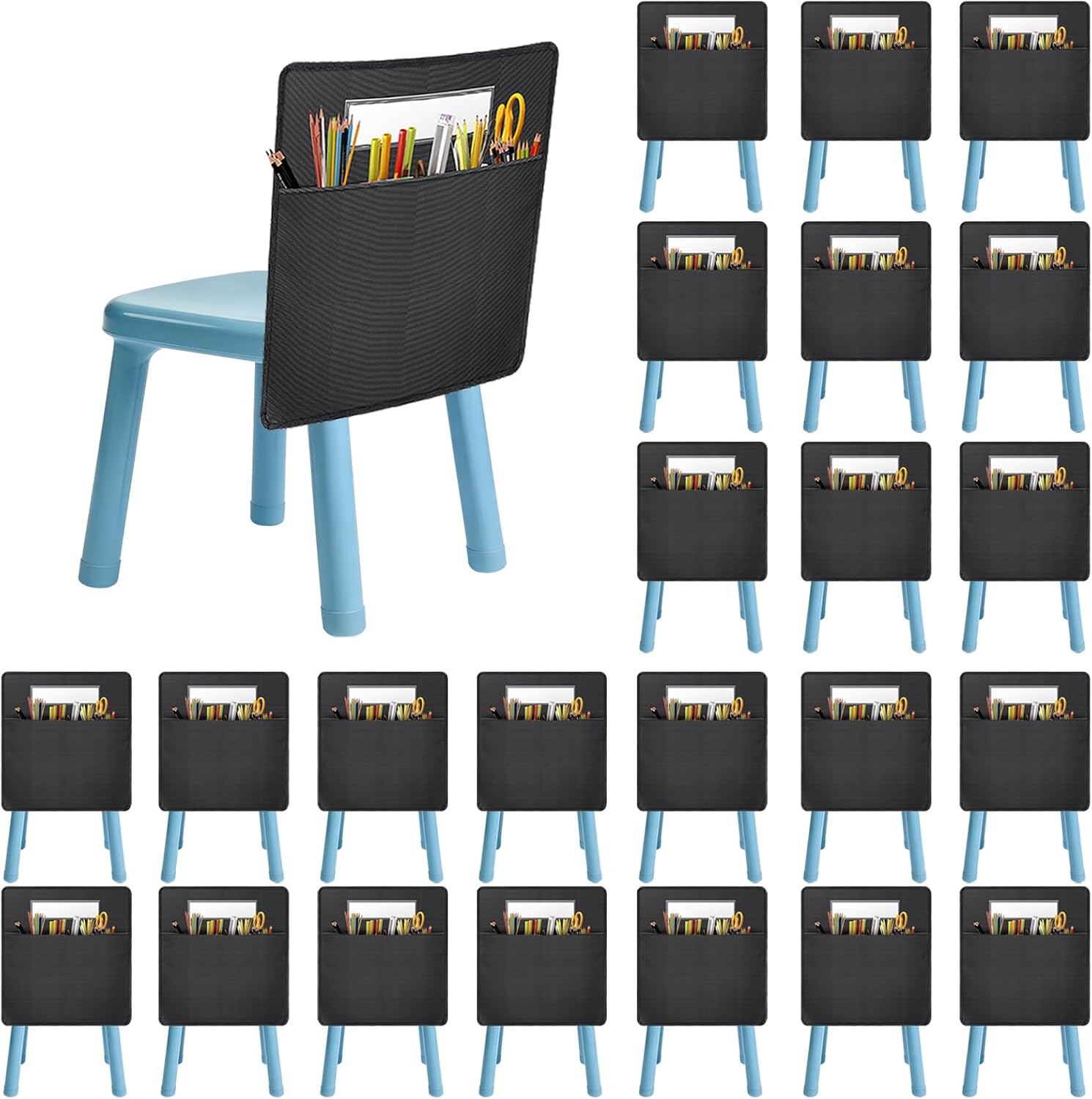 24 Pack Chair Pockets for Classrooms 12.9 * 14.2 inch Chairback Buddy Pocket