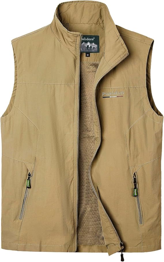 Men Safari Vest Multi-pockets Jacket Fishing Vest Photography Vest Outdoor Versatile for Men