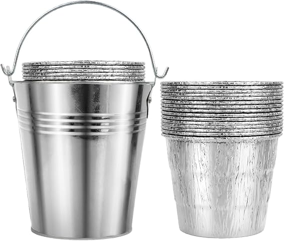 Grease Drip Bucket and 15 Pack Disposable Foil Liners for Traeger 20/22/34 Series, Oklahoma Joe's, Pit Boss, Camp Chef, Z Grill, Silver