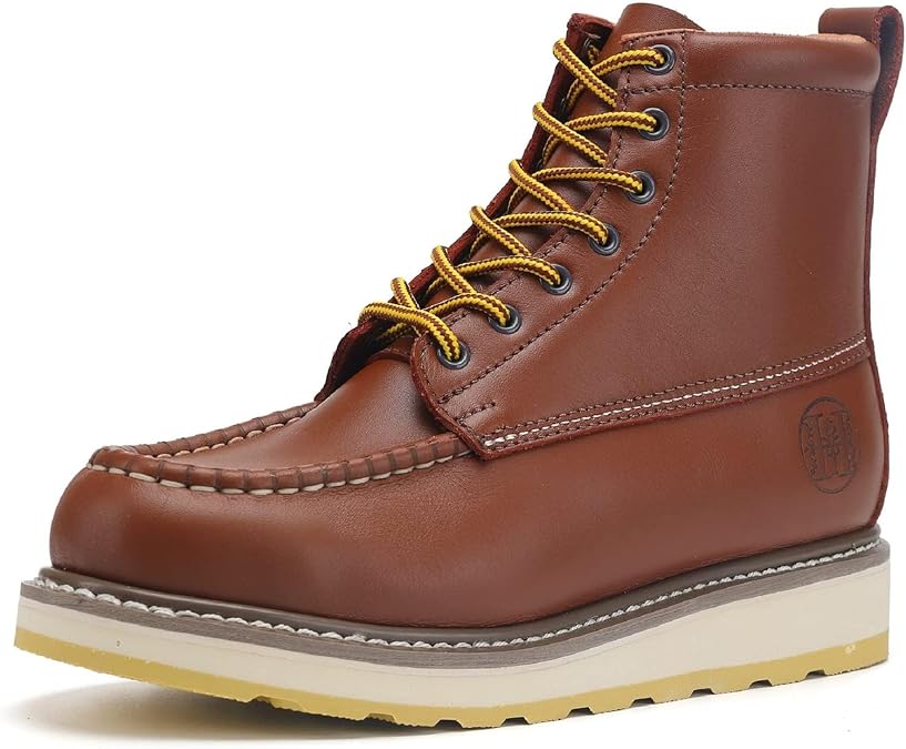 6" / 8" Soft Moc Toe Mens Work Boots, Non-Slip EH Work Shoes