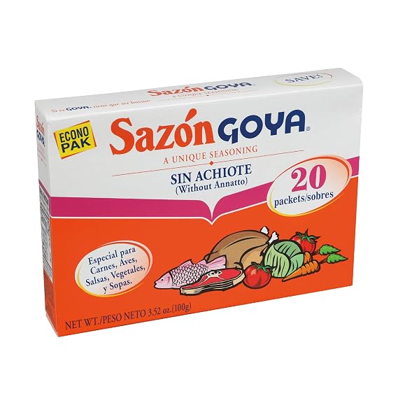 Sazon without Annatto by Goya, Latin Spice Blend for Poultry, Seafood, Meat and Vegetables, All Purpose Mexican Seasoning, 3.52 Ounce