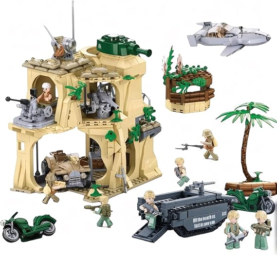 General Jim's Battle of Iwo Jima WW 2 Military Brick Building Set Building Block Model or Playset Great Gift for History Enthusiast, Teens and Adults