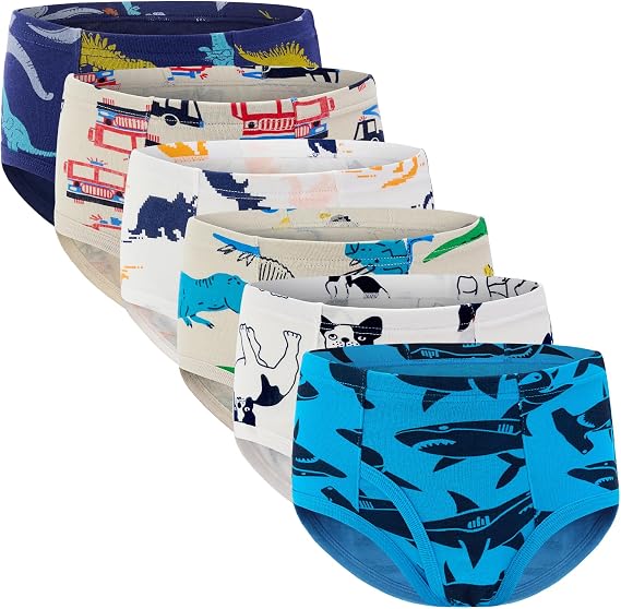 ANLUKE Boys Briefs Underwear 100% Cotton Soft Underwear for Toddler with Dinosaur Truck Ocean Patterns