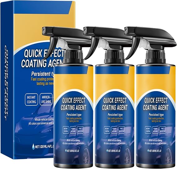 Quick Effect Coating Agent for Cars,3Pcs Advanced Car Quick-Acting Coating Agent Spray,3 in 1 High Protection Quick Car Coating Spray Multi-Functional Coating Renewal Agent for Motorcycles,Cars