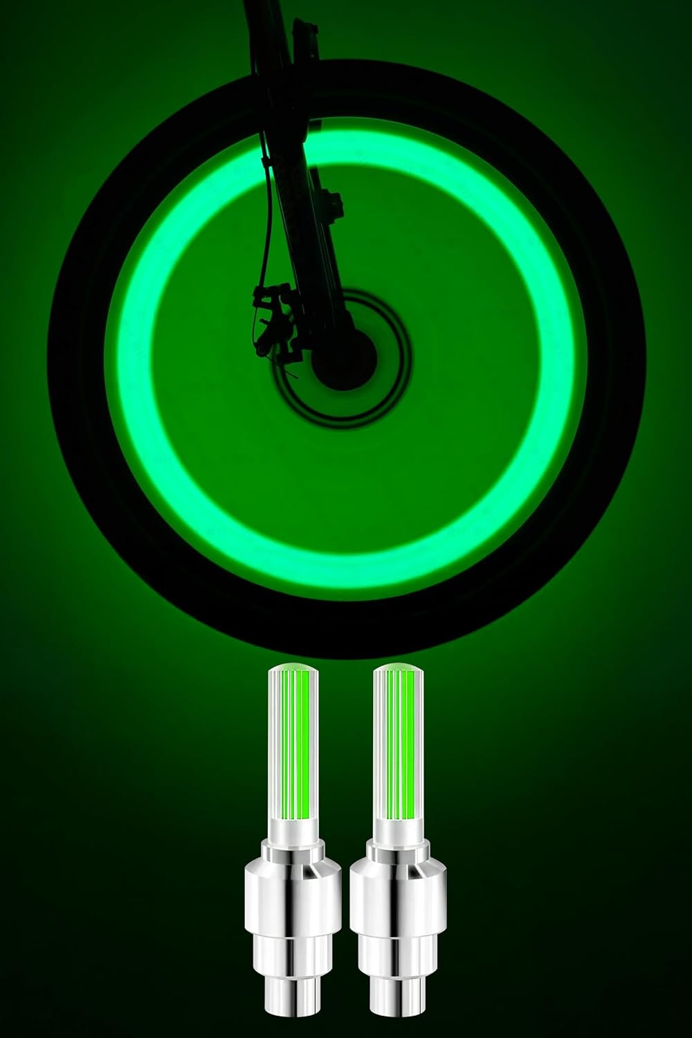 Bicycle Wheel Light with 2 Motion Sensors LED Car Engine Wheel Lamp Sibop Cover Green 3972