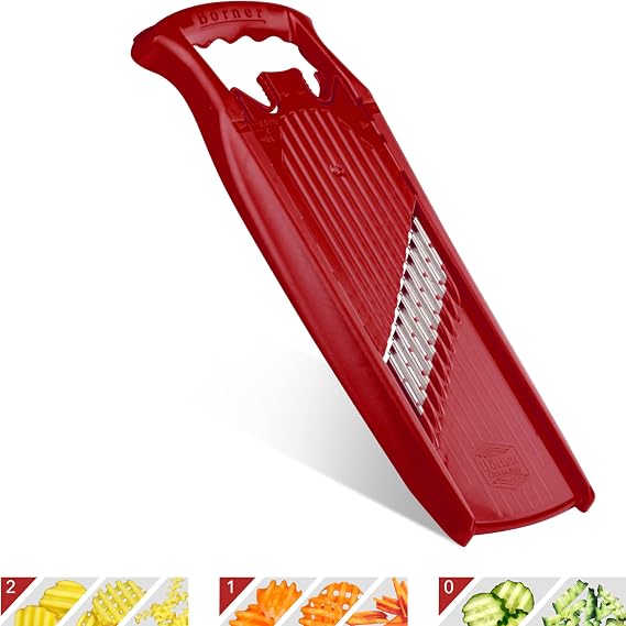 BORNER Wave waffle PowerLine | Vegetable Grater Borner - Quality Made in Germany, Color:Red