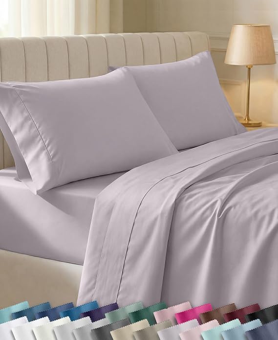 California Design Den Soft 100% Cotton Sateen King Sized Sheets Set, 4 Pc
