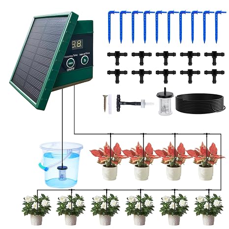 Solar Irrigation System Kit, Automatic Watering System, Garden Watering System, Solar Drip Irrigation System With 10m Hose, Watering Systems For Outdoor Plants, For Outdoor Indoor Balcony Greenhouse