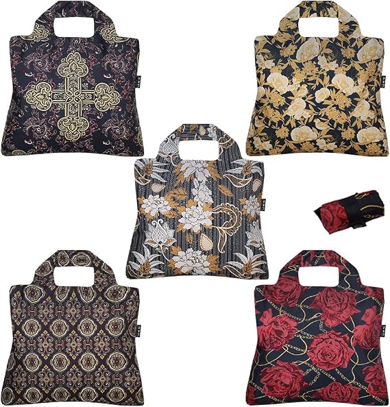 Envirosax Royal Rock Reusable Grocery Shopping Bags Set of 5 Multicolor