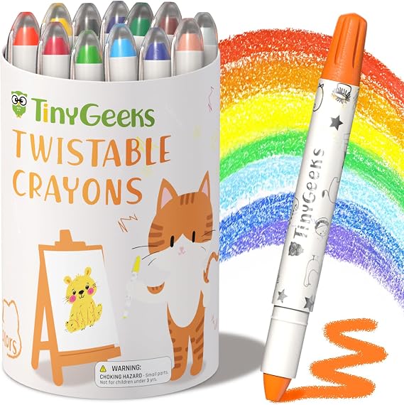 Twistable Crayons for Kids, 12 Pack Non-Toxic Washable, Easy to Hold