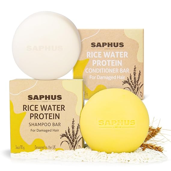 Rice Water Shampoo Bar & Argan Conditioner Bar Set Strengthening & Nourishing Hair Care Duo for Fine or Weak Hair Solid Shampoo and Conditioner Bars for Growth, Shine & Scalp Balance