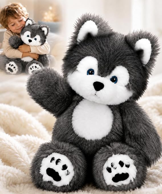 15.7" Soft Husky Stuffed Animal Interactive Plush Toy for Ages 0+