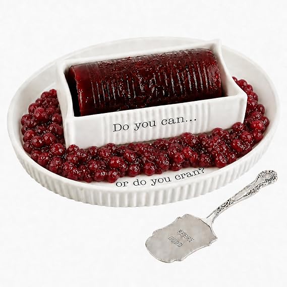 Mud Pie Cranberry Sauce Dish, Ceramic Can Berry Serving Dish Set
