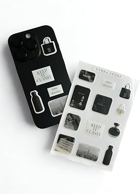 3D Epoxy Vinyl Stickers Set – Waterproof Domed Decals for Phone, Laptop Glossy Bubble Stickers Black&White
