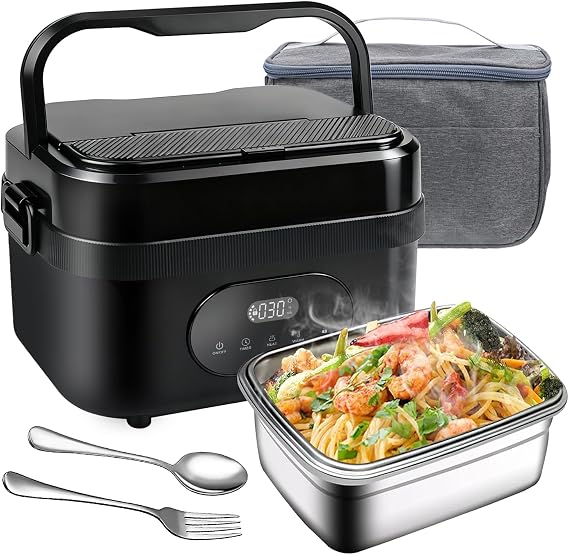 Cordless Electric Lunch Box for Adults,18000mAh Rechargeable Heated Lunch Box,1.5L (6.3 Cups) Portable Self heating Food Warmer for Outdoor, Work, Office, Camping, Travel